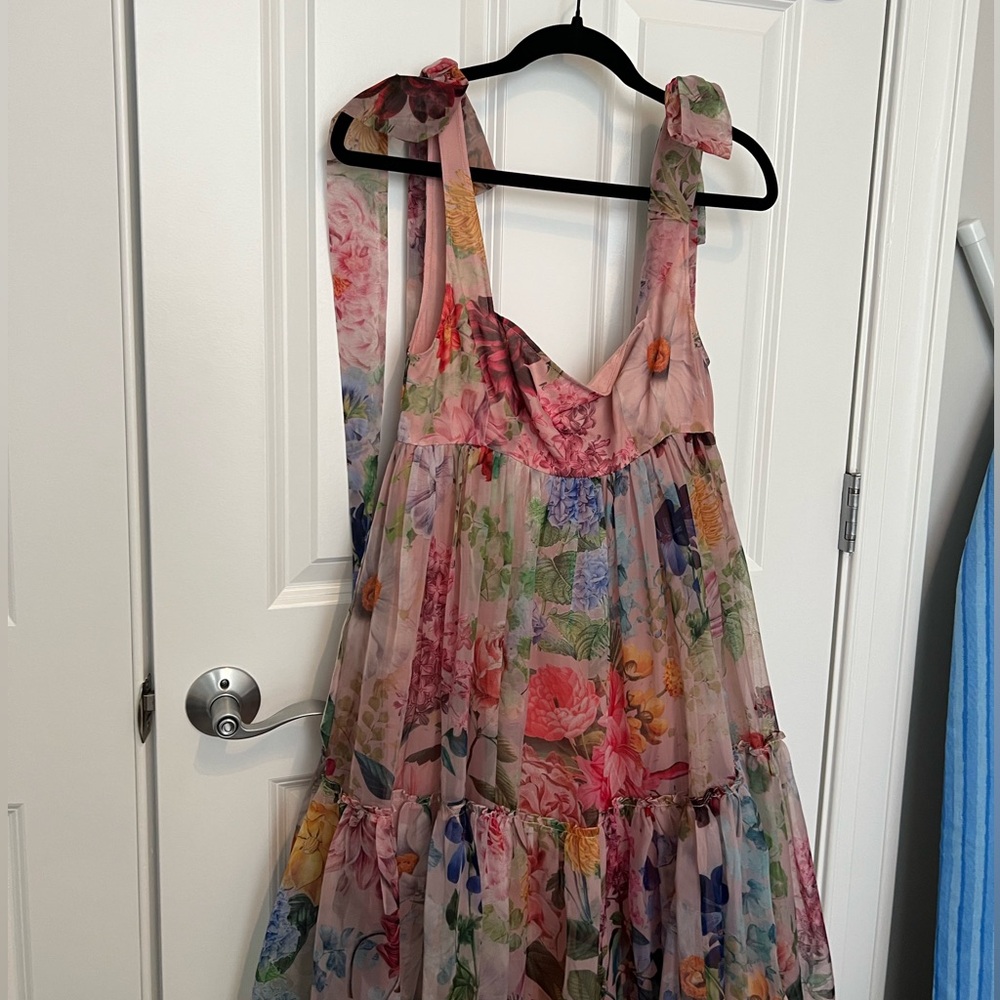 NWOT Bhldn Isabella Tiered Square-Neck A-Line MIDI Dress - Picture 5 of 7
